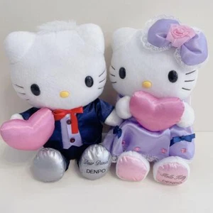 Sanrio Japan Hello Kitty Daniel Wedding Doll Plush 2 Set Black Tie Purple Dress - Picture 1 of 3