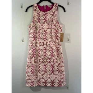 Cremieux ärmellos Spitze Overlay Party Cocktail Etui Kleid rosa gefüttert Gr. 6 - Bild 1 von 6