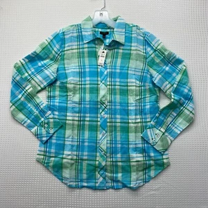 Talbots Plus Woman’s Plaid Long Sleeve Button Up Cotton Shirt Size S. MSRP 89.50 - Picture 1 of 8