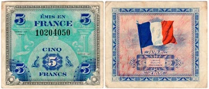 France 5 Francs P#115a (1944) Allied Forces VF/XF - Picture 1 of 1
