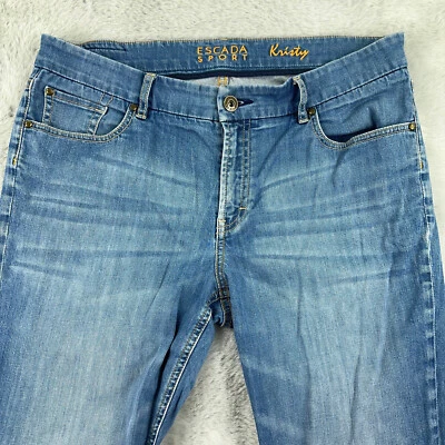 Escada Sport Jeans Womens 42 Blue Denim Kristy Stretch Signature Bootcut Cowgirl - Image 1 of 4