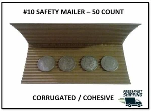 50 Pack #10 Self Adhesive Corrugated Safety Mailers for Coins, Jewelry, Cards - Picture 1 of 6