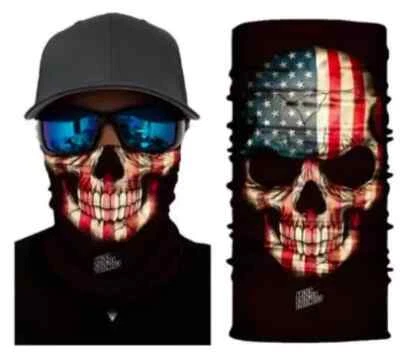 Neck Gaiter Face Mask Fishing Sun Headwear Protection Skeleton USA Flag - Изображение 1 из 4