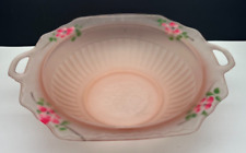 Vintage Mayfair Pink Satin 11" Handled Round Vegetable Bowl