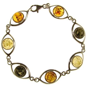 8" inch/20cm BALTIC AMBER STERLING SILVER 925 LADIES BRACELET JEWELLERY JEWELRY - Picture 1 of 1