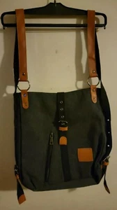 Sin marca: mochila de lona ajustable azul oscuro y marrón, nueva etiqueta y envío gratuito - Imagen 1 de 11