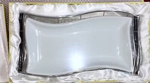 Chic Elegance Collection. White Wave Dinner Platter Cradled In A Metal Basket. - Picture 1 of 8