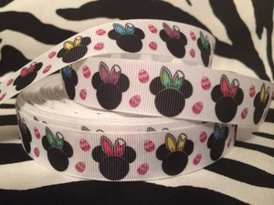7/8" EASTER MINNIE Inspired Grosgrain Ribbon - Picture 1 of 1