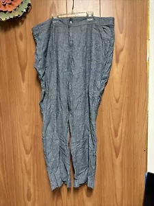 Ashley Stewart Blue Linen Blend Ladies Pants Plus Size 20 Pull On W/ Pockets - Picture 1 of 9