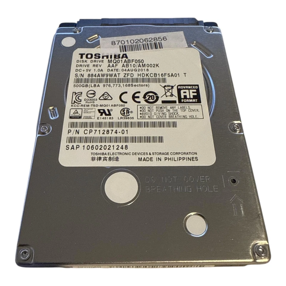 Laptop FESTPLATTE TOSHIBA MQ01ABF050 500GB HDD 5400U/min SATA II 2.5'' Zoll - Bild 1 von 1