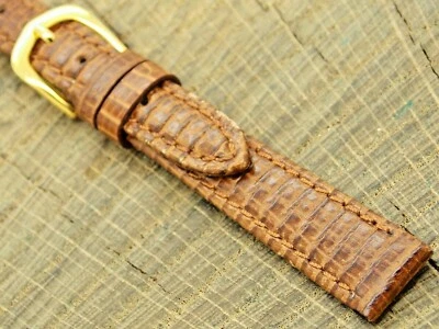 Correa de reloj vintage Hadley Roma NOS de cuero marrón sin usar con hebilla de tono dorado 12 mm Foto 1 de 4