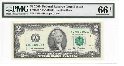 2009 Boston $2 FRN (AA Block) PMG 66 EPQ Gem Uncirculated - Image 1 of 4