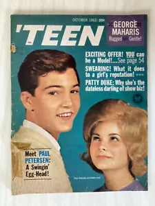 'TEEN MAGAZINE - October 1962 - PATTY DUKE, GEORGE MAHARIS, PAUL PETERSEN & MORE - Picture 1 of 2