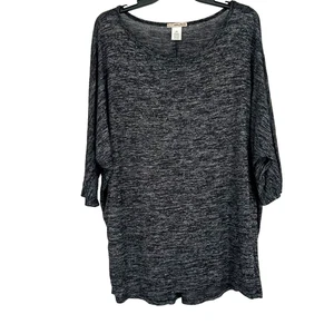 Maglione nero marmorizzato ultra congelato maglia maniche dolman slouchy oversize 2X - Foto 1 di 9