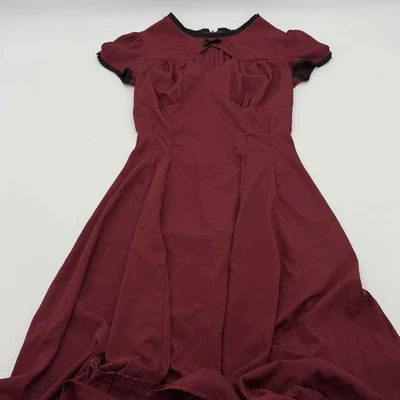 Hell Bunny Red Keyhole Dress XS Pin Up Retro Rockabilly Gothic Party - Image 1 of 4