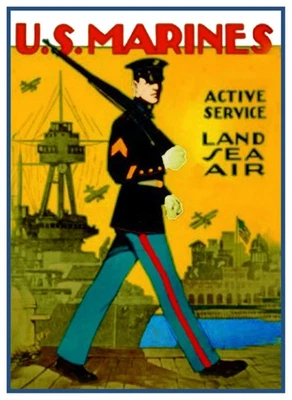 US Marines Recruiting Poster Counted Cross Stitch Chart Pattern - Image 1 of 4