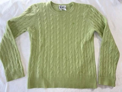 Suéter para mujer Lilly Pulitzer de cachemir tejido con cable manga larga verde mediano usado en excelente estado Foto 1 de 4