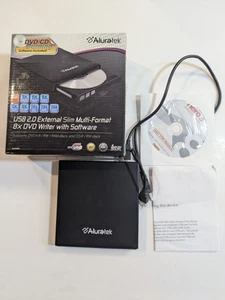 Aluratek AEOD100F USB 2.0 External Slim Multi-Format 8X DVD Reader / Writer - Picture 1 of 12