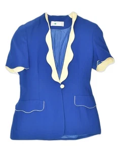 VINTAGE Womens Short Sleeve 1 Button Blazer Jacket IT 44 Medium Blue ON06 - Picture 1 of 4