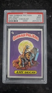 1985 GARBAGE PAIL KIDS STICKERS Matte  #5B Jay Decay Checklist PSA 9 - Picture 1 of 2