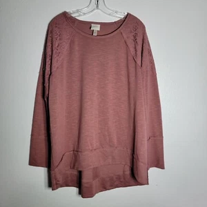 Knox Rose Rosa Top Gr. XXL Tunika Spitze Langarm Pullover Stretch - Bild 1 von 4