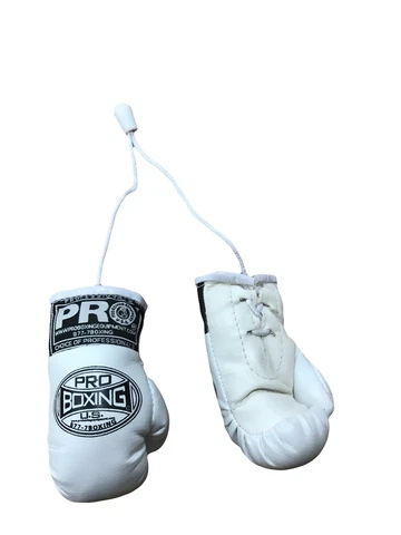 💥 White Mini Boxing Gloves Hanging🐯 rearview mirror car hanging key chain🐯 Cover
