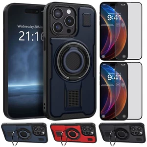 For iPhone 14 Pro/Pro Max/Plus Ring Stand Case Rugged Cover / Screen Protector - Picture 1 of 33