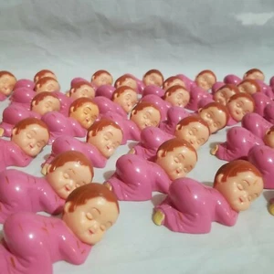 Lot Of 47 Plastic Pink Baby Cake Toppers Christening Baptism Baby Shower - Picture 1 of 9