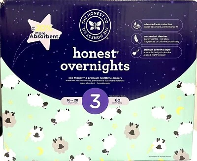 Paquete de 3 pañales Honest Overnights en caja 16 - 28 libras 20% más absorción - 60 quilates Foto 1 de 4