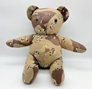 Vintage Stuffed Animal Camouflage Bear Plush Toy 12" Camo Sitting Military - Picture 1 of 8