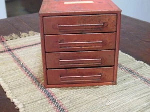 VTG SMALL MAC TOOLS STORAGE BIN 4 DRAWER CHEST ORGANIZER BOX RED SCREWS BOLTS - Picture 1 of 12
