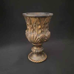 Wooden Decorative Vase with Leaf and Scallop Pattern, 10"h x 6"w - Picture 1 of 5