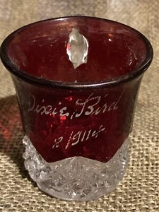 antique ruby flash souvenir glass mug, Dixie Bird - Picture 1 of 2