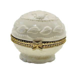 Vintage Porzellan Elfenbein Ei Form Schmuck Schmuck Schmuckschatulle - Bild 1 von 9