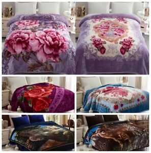 2 Ply Printed Thick Heavy Warm Soft Mink Blanket Queen King Korean Style Blanket