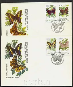 1993 Butterflies,Swallowtail,Red Admiral,Peacock,Emperor moth,Moldova,Mi.77, FDC - Picture 1 of 1