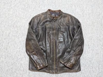 Chaqueta de moto vintage años 90 L cuero marrón PATINA mad max 44 café racer y2k Foto 1 de 4