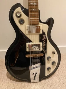 Retro Style Black Italia Mondial Electric Guitar - Used - With Gig Bag - Picture 1 of 11