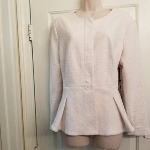 DKNY Brand Blazer Jacket Blush Barely Pink Undertone White SZ 16 NWT - Picture 1 of 14