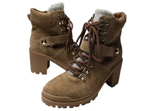 Marc Fisher 'Nature" Suede Sherpa Lug Sole Hiker Ankle Booties Boots Size 9.5M - Picture 1 of 10