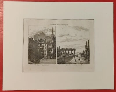 Gravure: XIXéme  1835 Cathédrale de METZ et Aqueduc Romain près METZ Moselle 57 - Photo 1/2