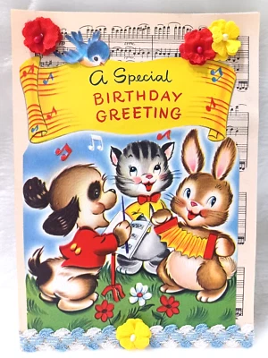 Tarjeta de felicitación de cumpleaños adornada vintage artesanal ¡ÚNICA EN SU CLASE! 3 Friends 5x7  Foto 1 de 4