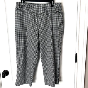 N Touch Capri Pants Women’s 12 Black Checked Pull On Stretch Pockets - Picture 1 of 7