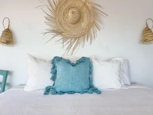 orange Kissenhülle 20x20, handgewebtes Dekokissen 20x20 (natur Baumwolle) - Bild 1 von 3