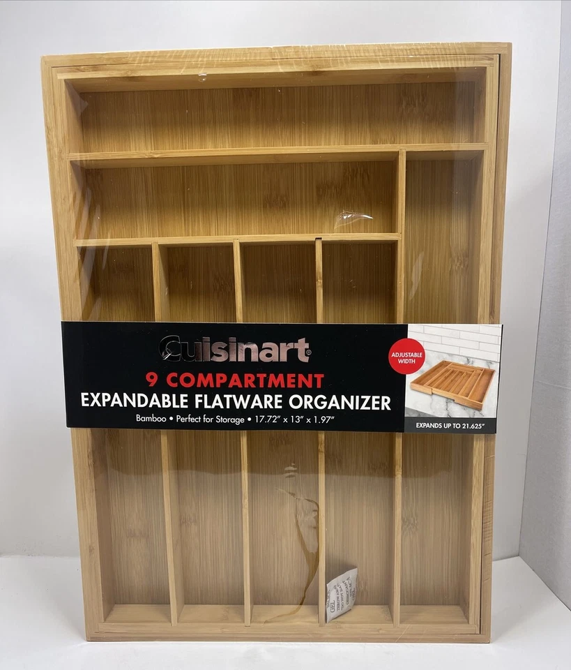 Cuisinart Bamboo Utensil Drawer Organizer - 9 Compartments