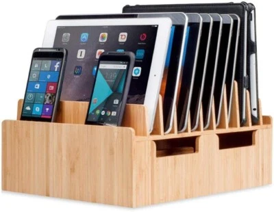 Bamboo 10-Port Charging Station & Docking Organizer for Smartphones & Tablets - Image 1 of 4