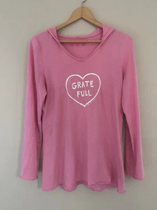 Life Is Good Womens Hooded Top Size M Pink "Grate Full" Basics Roll Hem Hoodie - Picture 1 of 7