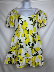 English Factory White Lemon Cottagecore Sundress Dress Puff Sleeve Medium NWT - Picture 1 of 15