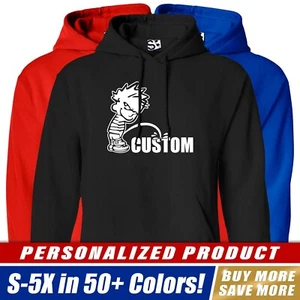 Custom Piss On HOODIE Personalized Calvin Pee Peeing Mens Hooded Sweatshirt - Picture 1 of 32