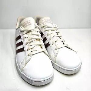 Pre-owned Adidas White Gold Grand Court Metallic sneaker size US 5.5 woman - Foto 1 di 6